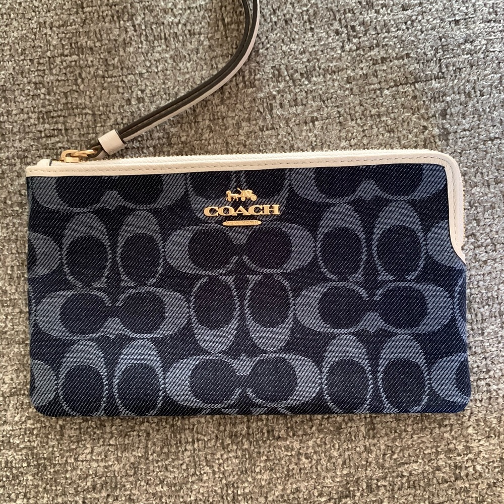 Denim coach wristlet